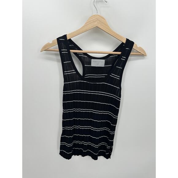 Modern Citizen Tops - Modern Citizen Mijal Striped Sweater Tank Small Black White Ribbed MC23T387